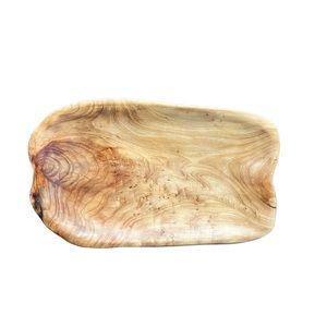 Dolphin Genuine Monkey-Pod Wooden Trinket Tray Platter Dish Serving Plate EUC